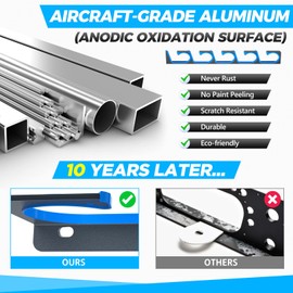 PLUSINNO Orange H5 Horizontal Fishing Rod/Pole Holders for Garage, Wall or Ceiling Mounted Fishing Rod Rack, Aviation Aluminum Fishing Holder Holds up to 10 Rod or Combos or Nets Storage Racks