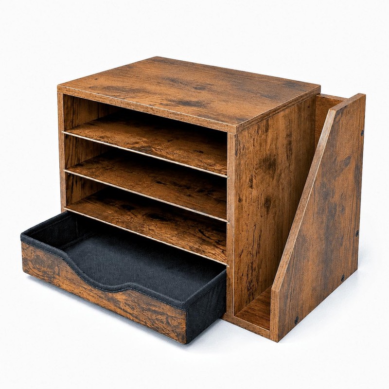 Wooden Desk Organizer with Drawers, Office Paper Mail and Organizer