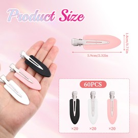 60 Pack No Bend Hair Clips No Crease Hairclips Flat Duckbill Clip Creaseless Makeup Styling Clips Alligator Hair Barrettes Salon Hairstyle Accessories for Women and Girls(White, Pink, Black)