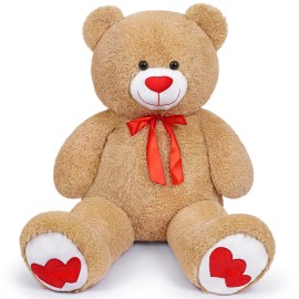 Factory Direct Sale 43-Inch Giant Soft Plush Stuffed Animal Teddy Bear Toy for Boyfriend Girlfriend Valentine's Day GiftColor: Light Brown, size: 110cm/43in