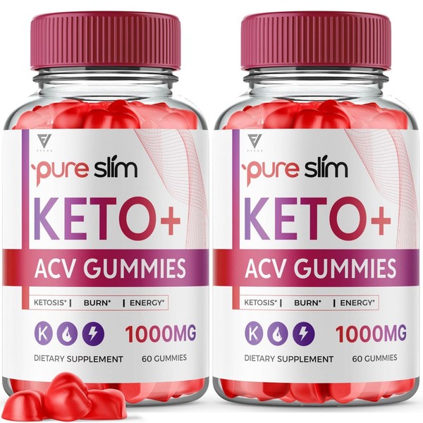 (2 Pack) Pure Slim Keto ACV Gummies, Pure Slim Keto ACV Gummies Advanced, Pureslim Keto + ACV Apple Cider Vinegar Supplement 1000MG, Keto Pure Slim Vitamin (120 Gummies)