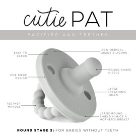 Ryan & Rose Cutie PAT Pacifier Teether (Stage 2, Grey)