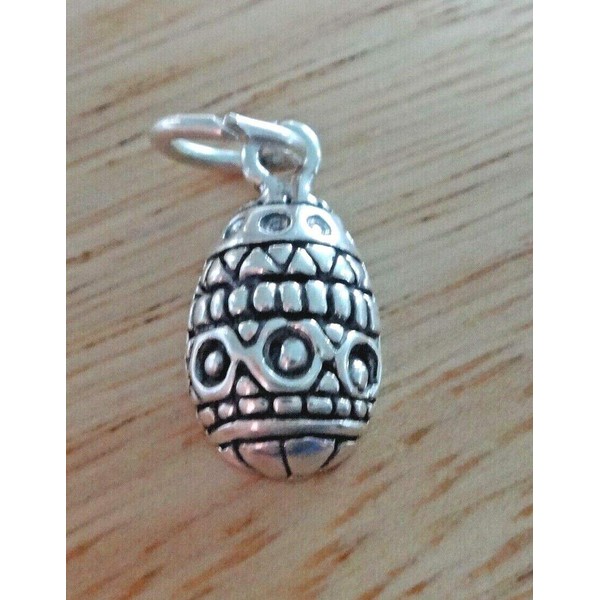 Sterling Silver 11x8mm Small Ukrainian Style Easter Egg Charm -