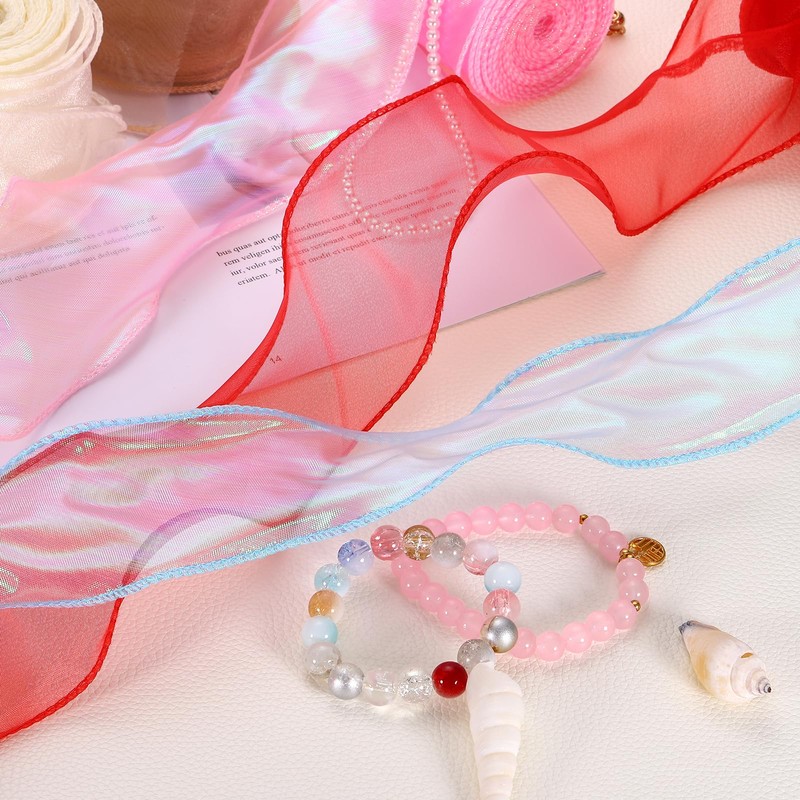 PATIKIL 60mm Wide Wired Chiffon Ribbon, 9.1m Sheer Wired Organza