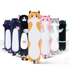 Sausudols Long Cat Plush Body Pillow, Cute Cat Plush Toy Pillows with Wings, Stuffed Animals Kitten Soft Plushies Gifts for Kids Girls Girlfriend(Yellow, 27.6in/70cm)