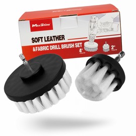 Maxshine 2 Pieces Soft Leather Drill Brush Attachment Set - Universal 2" & 4" - Professional Auto Detailing for Leather, Fabric, Delicate Carpet, Convertible Tops