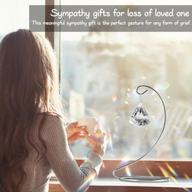 2 Pack Memorial Crystal Suncatcher,Sympathy Gifts for Loss of Loved One,Suncatchers Indoor Window,Grief,Funeral,Condolence,Sorry for Your Loss Gift(Clear Ball&Diamond)