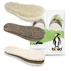 biped 3 Pairs of Children's Insoles Winter Set Polar Bear – Highly Warming Shoe Insoles with Real Lambswool, Lambskin and Wool Felt z2729 - beige, size: 34-35