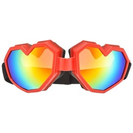 Heart Shaped Sunglasses Fashion Ski Goggles Colorful Oversize Lovers Glasses for Women Men Fun Eyeglass - Color: Pink