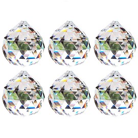 NUPTIO 40 mm Clear Crystal Ball Prism - Pack of 6 Hanging Pendant Suncatcher for Ceiling Lights, Feng Shui, Home for Wedding, Office Decorations