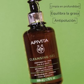 Apivita Gel Facial Purificante para pieles grasas 200ml - Limpiador facial natural con cal y propóleo - Limpia suavemente, purifica en profundidad