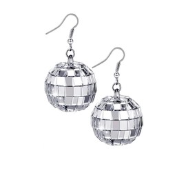Disco Ball Earrings Eras 80s Accessories for Women Silver Earrings Glitter Y2K Ear Rings Sparkling Party Retro Gifts for Girls Jewelry 70s