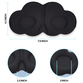 Nirrn Men's And Women's Cloud Sleep Eye Mask, 3D Contour Cup Sleep Mask And Eye Mask, Concave Night Sleep Mask, Blackout, Soft And Comfortable Sleep Eye Mask For Travel Yoga Naps (Black)