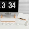 Aesthetic Glass Desktop Whiteboard with Wooden Organizer