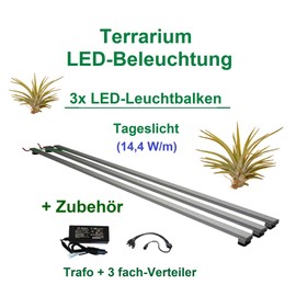 AQUARIUM-PLÜDERHAUSEN Terrarium LED Lighting Desert Reptiles Plants LED 30 cm Set of 3 Light Bars
