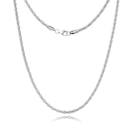 Silver Chain Necklace for Women, 3mm Box Chains for Women, 18 inch, Trendy Jewelry Gifts for Mom Friends