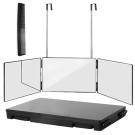 Wentoma 360° Viewing Mirror for Hair Cutting and Styling, Adjustable Height Mirror for Grooming, Makeup and Shaving, Clear HD Glass, Portable for Bathroom or Travel (Black)