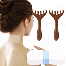 YHNNH 2pcs Massage Comb, Six-Claw Fishtail Scalp Massager Meridian Scalp for Eye Face Neck & Shoulder with 40pcs Face Lift Tape Invisible Neck Invisible Lifting Bands