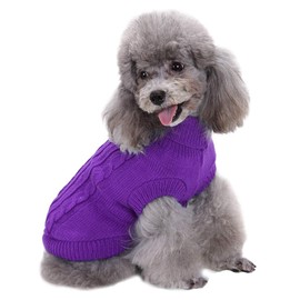 CHBORCHICEN Small Dog Sweaters Knitted Pet Cat Warm Dog Sweatshirt Winter Clothes Kitten Puppy Sweater (Medium, Purple)