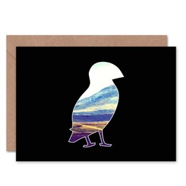 PHOTO ANIMAL OUTLINE SCENIC INSET PUFFIN HILLS ART GREETINGS CARD