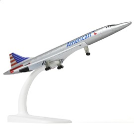 QIYUMOKE 1/300 Scale AA Concorde Diecast Metal Airplane Model Kit with Stand Fantasy Concorde Model Plane for Adult Creative Decorations or Aircraft Souvenirs (7.9-Inch L)