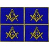 4 PCS Masonic Blue Flag EMBROIDERED PATCH iron-on FREEMASON SQUARE
