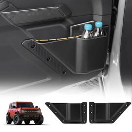 FIERYRED Front Door Storage Pockets for Ford Bronco 2021-2024, 2PCS Front Door Side Organizer Box Storage Expansion Interior Cup Holder Accessories fit Bronco 2/4-Door, Not for Sports