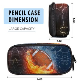 Scovotec Football Pencil Case, Large Capacity Pen Pencil Case for Boys Girls Teen, Kids 3 Compartments Multifunction Pencil Box with Zipper Organizer, Pencil Pouch for Back to School Students