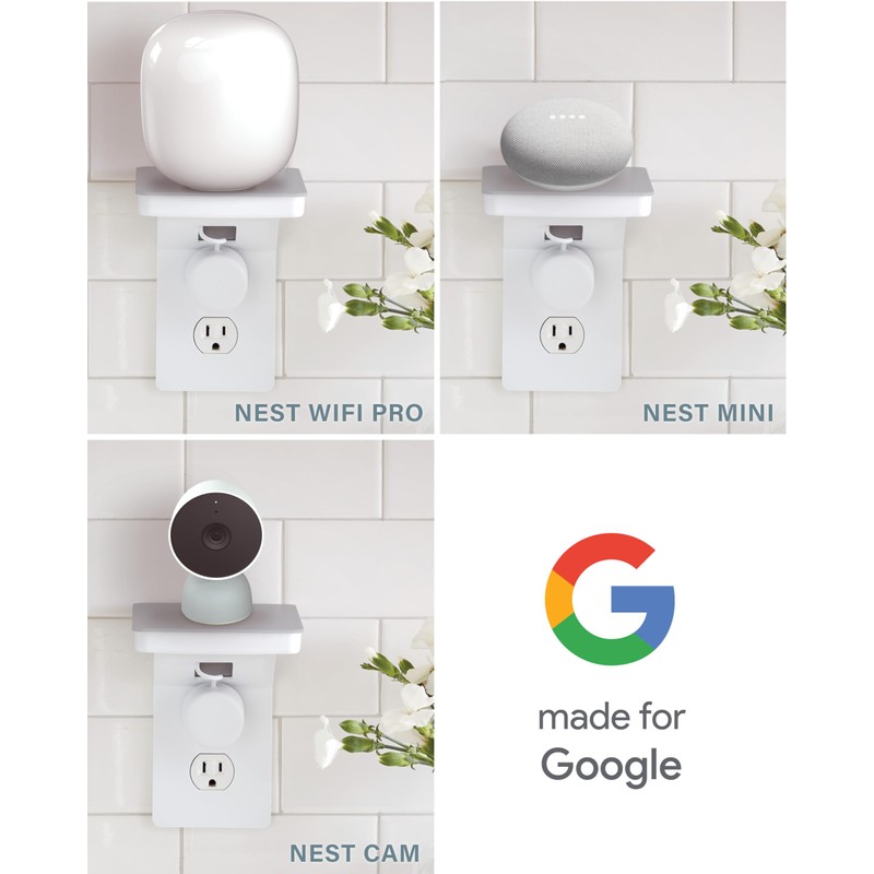 Sanus Made for Google Small Device Outlet Shelf in White