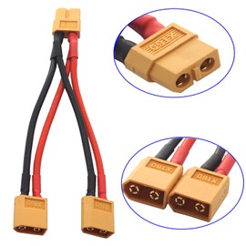 ShareGoo 2PCS 14AWG XT60 Parallel Battery Connector 2-Male to 1-Female XT-60 Cable Dual Extension Y Splitter Harness Adapter for RC Multicopter Quadcopter Aircraft,3.93"