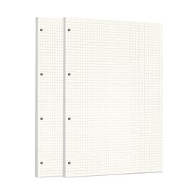 Zelten 2 Pack A4 90 Sheets/180 Pages Squared Loose Leaf Punched Paper Refills Paper for 4 Hole Binder Personal Organizer Diary Notebook Refillable Planner