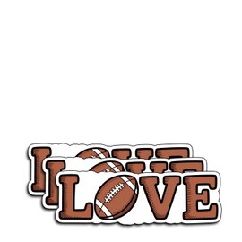 (3Pcs) Love Football Stickers Decals Football Accessories Lovers Funny Sarcastic Humor Motivational Inspirational Gifts Waterproof Vinyl Decals Kindle Water Bottle Bumper Car Hard Hat Phone Laptop 3"