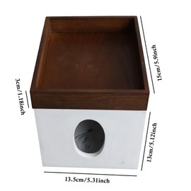 Hymmah Marble Square Tissue Box Cover Kleenex Box Holder with Black Wooden Tray,Unique Cube Design Kleenex Box Cover Decor for Vanity Counter Tops Also Great for Bedroom and Living Room