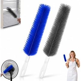 Genérico Bendable Microfiber Head, Fan Cleaner Brush Reusable, Bendable Microfiber Fan Cleaning Brush for Electric Fans, Air Conditioner Vents, Blinds, Curtains, Car Vents，Blue+Gray (2Pcs)