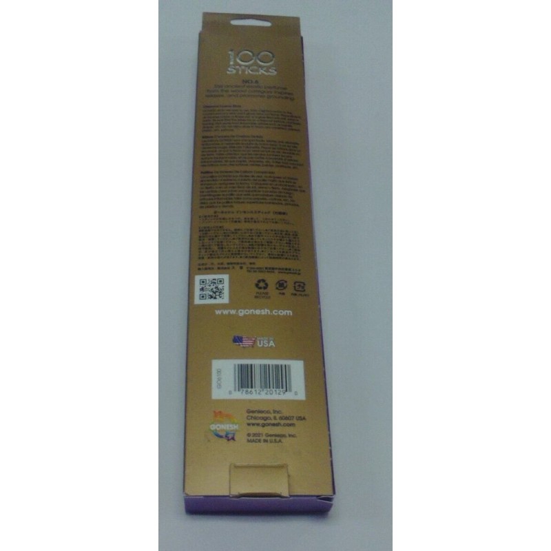 GONESH INCENSE 100 STICKS #6 PERUMES OF ANCIENT TIMES 100