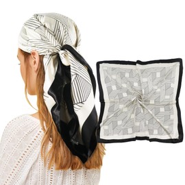 vimate Fashion Satin Scarf, 35 in Geometry Silk Neck Scarf for Head Wrap Hair Sleeping at Night (Style-68)