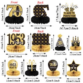 9PCS 70th Birthday decorations 70th birthday Centerpieces for Tables Decorations 2023 Vintage 1953 Honeycomb Table Topper Back in 1953 70th Birthday Decorations for Men and Woman 70 Years Birthday Party