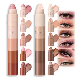 Eyeshadow Stick,5 Colors Soft Creamy Matte Shimmer Eye Shadow Pencil,Powder Metallic Shimmer Eyeshadow Pen Crayon,Highlight Pigmented Shiny Eye shadow Pen Waterproof Classy Eye Shadow Stick,2 Colours