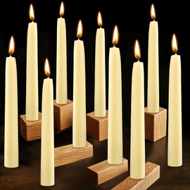 12pcs Beeswax Candles, 7 inch White Beeswax Taper Candles 7-8 Hours Long Burning 100% Pure Natural Bees Wax Candlesticks Smokeless Unscented Taper Candle Sticks for Home Prayer
