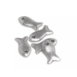 Mykonos Beads Silver Pewter Fish Charm by Mykonos Beads, Ocean Beach Sea Life Fishing Jewelry
