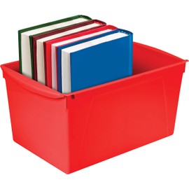 Storex Double XL Wide Book Storage Bin, 7" x 9.2" x 14.5", Red, Yellow, Green, Teal, Blue, Purple