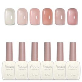 Fiouto Gel Nails, Color Gel, Sheer Color Gel, Good Coloring, Sheer Color, Transparent Color, Large Capacity, 0.5 fl oz (15 ml), UV/LED Compatible, 6 Color Set (Yangchun Sheer Color Gel)