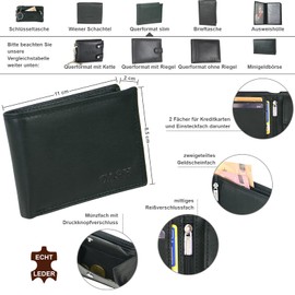 CA$H - Men's Wallet Landscape Format - Genuine Leather Wallet, Landscape Slim, Minimalist