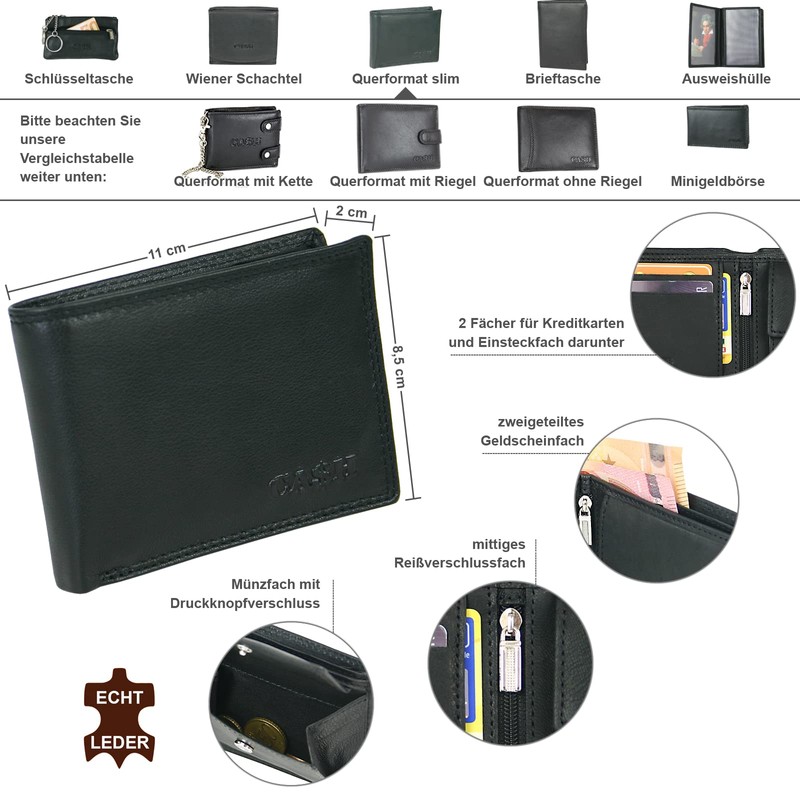 CA$H - Men's Wallet Landscape Format - Genuine Leather Wallet,