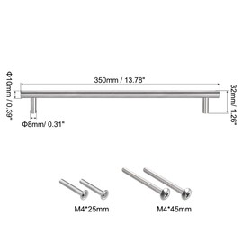 sourcing map T Bar Pull Handle, 14"(350mm) Length 10mm Dia Stainless Steel Cabinet Pulls 8.8"(224mm) Hole Center Distance