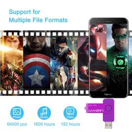 LEIZHAN USB Stick Type C Memory Stick 128GB Flash Drive OTG (On The Go) 2-in-1 USB C Memory Stick for Type-C Smart Phone and MacBook (128GB, Purple)