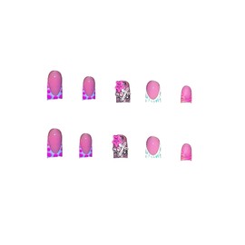24pcs Colorful French Tip Fake Duck Shaped False Nails - Press On, Short, Glue On Nails With 3d Rhinestone, Five-pointed Star Design - Daily Wear Manicure Kit