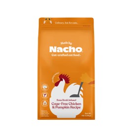 Made by Nacho Bone Broth Infused Dry Cat Kibble - Cage-Free Chicken & Pumpkin Recipe - Premium Grain-Friendly Cat Food 4lb Bag, Limited Ingredients