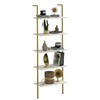 aboxoo Ladder Shelf White Marble Bookshelf 5-Tier Wall-Mounted Wood Rack