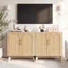 Sideboard Buffet Cabinet with Storage, Rattan Storage Cabinet with Arched